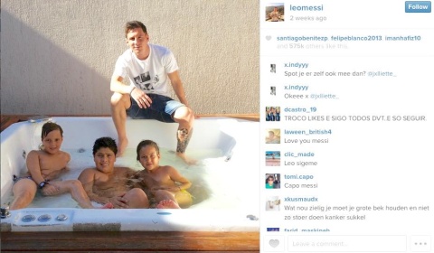 Leo Messi imita a Chicho Mazzone y publica en Instagram sus fotos en el jacuzzi