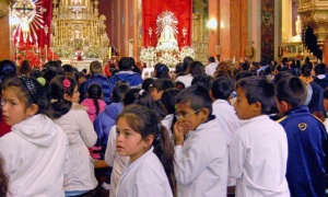 Guardapolvos blancos, banderas de ceremonia y 'contraturnos' en la Catedral de Salta