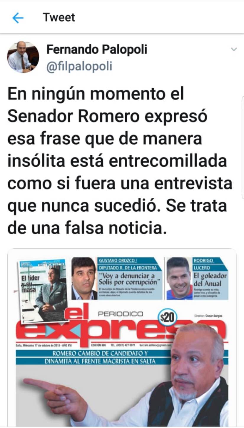 Desmentida de Romero