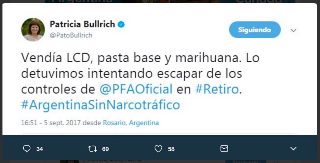 Tuit de Patricia Bullrich sobre la incautación de droga mt_nothumb