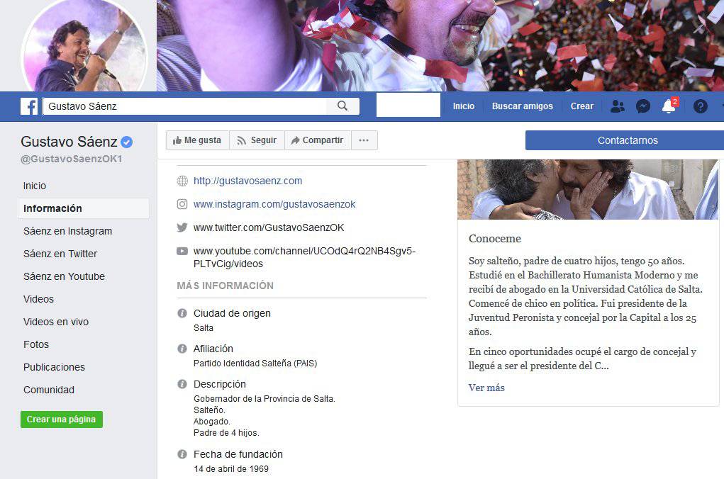 Facebook de Sáenz