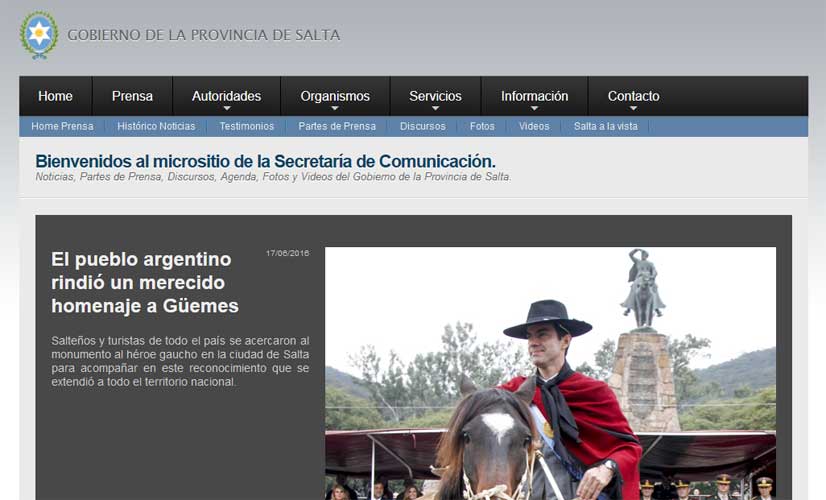 Portada del sitio web oficial de la Secretaría de Comunicación de Salta mt_nothumb