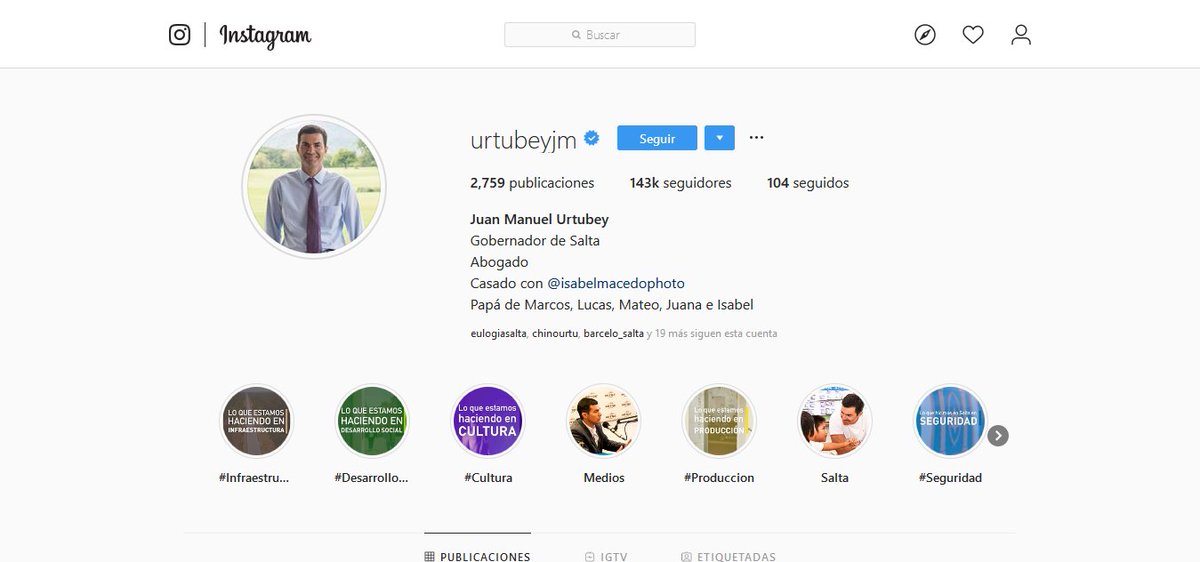 Instagram de Urtubey