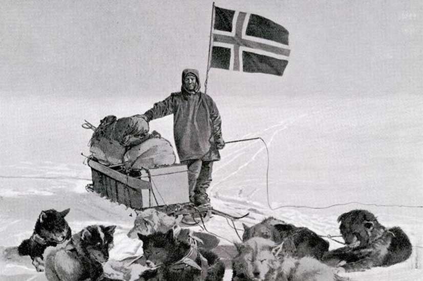 Roald Amundsen en el Polo Sur